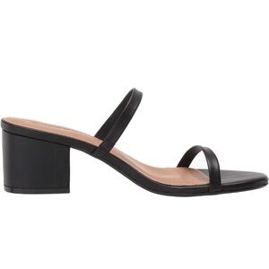 Black Amazon Essentials Women's Thin Two Strap Heeled Slide - Size 6